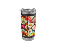 American Quilt Colorful Patchwork Quilting Quilter Cucito Bicchiere termico in acciaio inox doppia parete