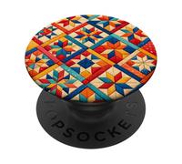 American Quilt Colorful Patchwork Quilting Quilter Cucito PopSockets PopGrip Adesivo