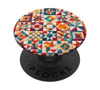 American Quilt Colorful Patchwork Quilting Quilter Cucito PopSockets PopGrip Adesivo