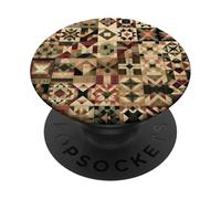 American Quilt Colorful Patchwork Quilting Quilter Cucito PopSockets PopGrip Adesivo