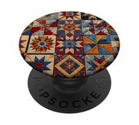 American Quilt Colorful Patchwork Quilting Quilter Cucito PopSockets PopGrip Adesivo