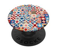 American Quilt Colorful Patchwork Quilting Quilter Cucito PopSockets PopGrip Adesivo
