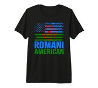 American Romani | Roma Traveller & Bandiere USA Distressed Maglietta Premium