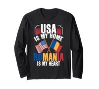 American Romanian Pride USA è la mia casa Romania Il Mio Cuore Maglia a Manica