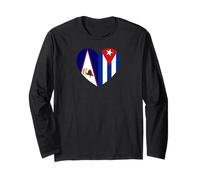 American Samoa And Cuba Flags: Heart Shaped Unity Maglia a Manica