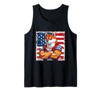 American Shiba Inu Cane Mascotte Bandiera USA Canotta