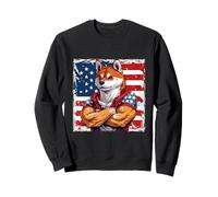 American Shiba Inu Cane Mascotte Bandiera USA Felpa