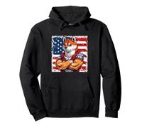 American Shiba Inu Cane Mascotte Bandiera USA Felpa con Cappuccio