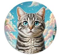 American Shorthair Cat 1000 Pieces Cat Animal Round Puzzle Jigsaw Ladies Birthday Gift Reative Puzzles Per La Decorazione Delle Pareti for Adults 1000pcs (67.5x67.5cm)
