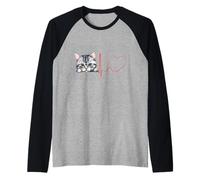 American Shorthair Cat Heartbeat ECG Gatti e Amanti dei Gattini Maglia con Maniche Raglan