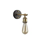 American Simple Small Metal Wall Lamp Round Black Base E27 Edison Indoor Wall Light Lighting Accessories Easy Installation Rural Decoration Wall Sconce for Living Room Be