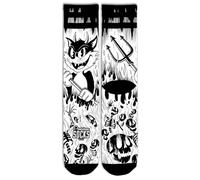 American Socks | Calzini Evil Cat | Lunghezza medio-alta, 2 taglie | 67% di composizione Coolmax | Progettati a Barcellona | Calzini unisex, bianco, L