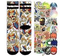 American Socks calzini Signature series calzettini sport colorati disegnati tubolari basket Skate ORIGINALE 1 paio + pack 10 stickers casuali (IT, Testo, M, Regular, Regular, Wicked + stick)