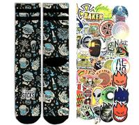 American Socks calzini Signature series calzettini sport colorati disegnati tubolari basket Skate ORIGINALE 1 paio + pack 10 stickers casuali (IT, Testo, L, Regular, Regular, Dopamine + stick)