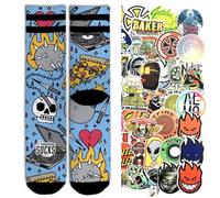 American Socks calzini Signature series calzettini sport colorati disegnati tubolari basket Skate ORIGINALE 1 paio + pack 10 stickers casuali (IT, Testo, M, Regular, Regular, blast + stick)