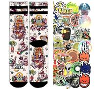 American Socks calzini Signature series calzettini sport colorati disegnati tubolari basket Skate ORIGINALE 1 paio + pack 10 stickers casuali (IT, Testo, M, Regular, Regular, Pub + sticks)