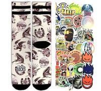 American Socks calzini Signature series calzettini sportivi colorati disegnati tubolari basket Skate 1 paio + pack 10 stickers casuali (IT, Testo, M, Regular, Regular, Nitro fury)