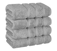 American Soft Linen Asciugamani di lusso per bagno, 100% cotone, set di 4 asciugamani turchi, 600 g/m², asciugamani per il viso, per cucina, asciugamani grigio chiaro