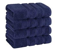 American Soft Linen Asciugamani di lusso per bagno, 100% cotone, set di 4 asciugamani turchi, 600 g/m², asciugamani per il viso per cucina, asciugamani blu navy