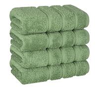 American Soft Linen Asciugamani di lusso per il bagno, 600 g/m², peso 16 x 28 cm, 100% cotone, set di 4 asciugamani per viso, verde salvia