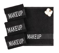 American Soft Linen Asciugamano struccante per il viso, 100% cotone, confezione da 4, 30 x 30 cm, colore: nero