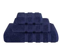 American Soft Linen, Set di 3 asciugamani, 1 asciugamano da bagno, 1 asciugamano per le mani, 1 salvietta, super morbidi e assorbenti, 100% cotone turco, per bagno e cucina, asciugamano da doccia, blu