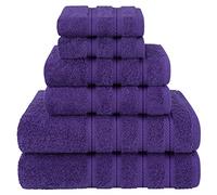American Soft Linen Set di 6 asciugamani, 2 asciugamani da bagno, 2 asciugamani per le mani, 2 salviette, asciugamani in 100% cotone turco per bagno, set di asciugamani viola