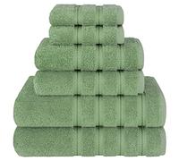 American Soft Linen Set di asciugamani di lusso, 6 pezzi, 2 asciugamani da bagno, 2 asciugamani per le mani, 2 salviette, asciugamani turchi in 100% cotone, set di asciugamani verde salvia