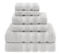 American Soft Linen Set di asciugamani di lusso, 6 pezzi, 2 asciugamani da bagno, 2 asciugamani per le mani, 2 salviette, asciugamani turchi in 100% cotone, set di asciugamani grigio argento