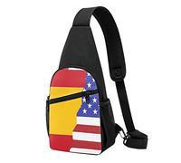 American Spagna Bandiera Casual Una Spalla Cross Body Borsa Petto Portafoglio Borsa Telefono Uomo Cross Body Bag Viaggio Walking Marsupio, Nero , Taglia unica
