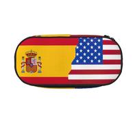 American Spagna Bandiera Stampa Comodo Alta Capacità Matita Sacchetto Portatile Trucco Studenti Adolescenti Adulti, Nero , Taglia unica, Organizer per borse