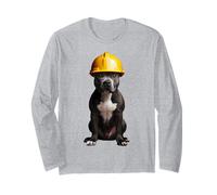 American Staffordshire Terrier Dog Yellow Hard Hat Casco Maglia a Manica