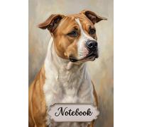 American Staffordshire Terrier Notebook For Dog Lovers: 6x9 Lined Journal with AMSTAFF Line Art on Every Page, 120 Pages - Gift for Dog Mom & Dog Dad