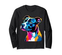 American Staffordshire Terrier Pop Art Pitbull Terrier Maglia a Manica