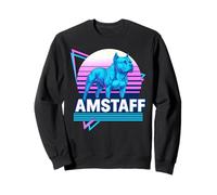 American Staffordshire Terrier Retro Vintage Synthwave Cane Felpa
