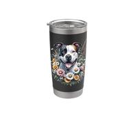 American Staffordshire Terrier, Summer Daisy Wildflowers Bicchiere termico in acciaio inox doppia parete