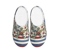 American Star, pantofole da donna in flanella, pantofole da casa da uomo, con bandiera degli Stati Uniti, antiscivolo, calde, invernali, per interni ed, Multicolore, X-Small