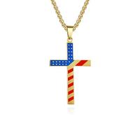 American Star Spangled Banner Titanio Acciaio Croce Collana Uomini e Donne Indossare Persone Alla Moda Appendere Pendente