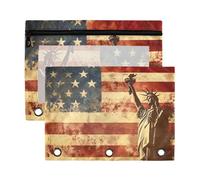 American Statua della Libertà raccoglitore a tre anelli con finestra trasparente astuccio con cerniera trasparente finestra e occhielli 2 pezzi per riporre studenti scolastici forniture per insegnanti