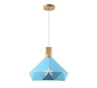 American Style Color Chandelier, Fashion with Wood Hanging Lamp, Flush Mount Ceiling Pendant Lights, Minimalist Nordic Lighting Fixture for Restaurant, Dining Room, Bedroom, Kitchen, Bar(Blue)