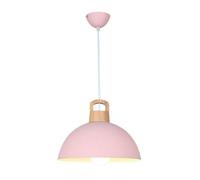 American Style Color Chandelier, Semi-Circular Creative Pendant Lights, Fashion with Wood Hanging Lamp, E27 Base, Metal Lampshade, Ideal for Balcony, Restaurant, Dining Room, Bedroom, Kitchen,