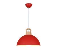 American Style Color Chandelier, Semi-Circular Creative Pendant Lights, Fashion with Wood Hanging Lamp, E27 Base, Metal Lampshade, Ideal for Balcony, Restaurant, Dining Room, Bedroom, Kitchen,