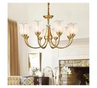 American Style Living Room All Copper Light Luxury Retro Crystal Chandelier European Style Dining Room Lighting Fixture