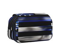 American Thin Blue Line Flag Print Makeup Cosmetic Bag Stationary Kawaii Pencil Box Pouch Gadget Organizer Bag con cerniera