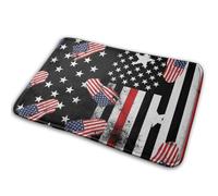 American Thin Red Line Flag Black Art Tappeto Da Bagno Confortevole Zerbino Asciugapassi Antiscivolo Tappeti Da Bagno Per Corridoio Interno Vasca 40X60Cm