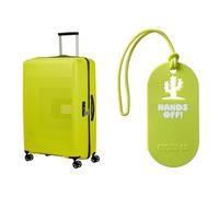 American tourister Aerostep spinner L valigia espandibile 77 cm verde con etichette bagaglio, hands off