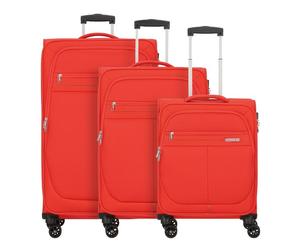 American Tourister Deep Dive 4 ruote Set di valigie 3 pezzi con piega di espansione rosso