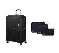 American tourister Ellipso 79 cm valigia rigida nero con set cubi da imballaggio da 3, black/grey
