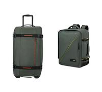 American Tourister Urban Track & Take2Cabin - Borsa da viaggio con 2 ruote, 68 cm, 84 L & Bagaglio a mano Ryanair, 25 x 20 x 40 cm, 24 L - Set Urban Adventure - Cachi scuro/Foresta