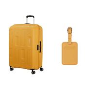 American Tourister Valigia rigida Ellipso 79 cm, colore giallo, con etichette per bagagli, papaya pop